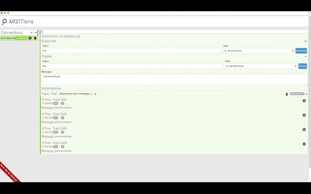 MQTTLens  from Chrome web store to be run with OffiDocs Chromium online
