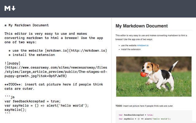 Mrkdown.io Markdown Editor de Chrome web store se ejecutará con OffiDocs Chromium en línea