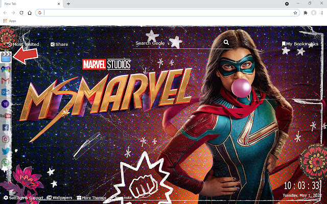 Ms. Marvel の壁紙 Chrome Web ストアの新しいタブを OffiDocs Chromium online で実行