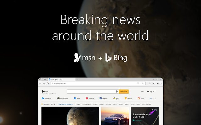 MSN + Bing for Chrome  from Chrome web store to be run with OffiDocs Chromium online