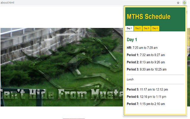 MTHS Schedule  from Chrome web store to be run with OffiDocs Chromium online