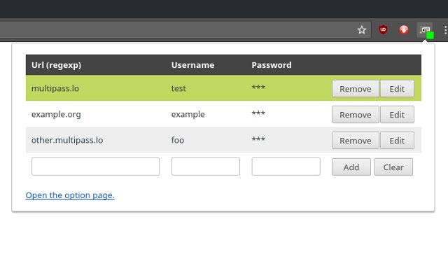 MultiPass untuk autentikasi dasar HTTP dari toko web Chrome untuk dijalankan dengan OffiDocs Chromium online