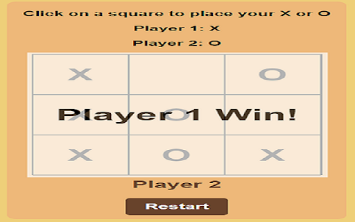 Multiplayer fun Tic Tac Toe  from Chrome web store to be run with OffiDocs Chromium online