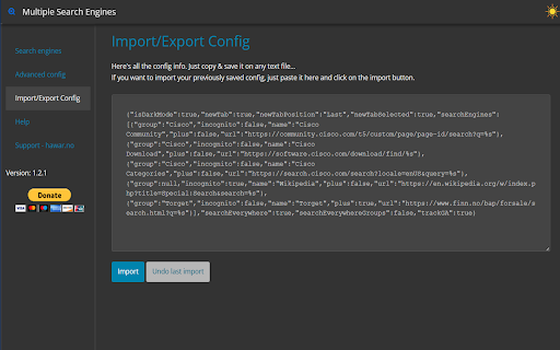 Multiple Search Engines MSE  from Chrome web store to be run with OffiDocs Chromium online