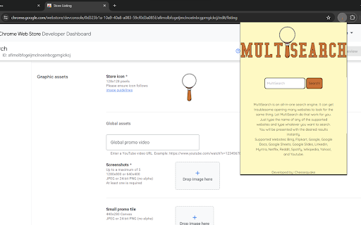 MultiSearch  from Chrome web store to be run with OffiDocs Chromium online