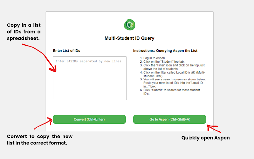 Multi Student ID Query  from Chrome web store to be run with OffiDocs Chromium online