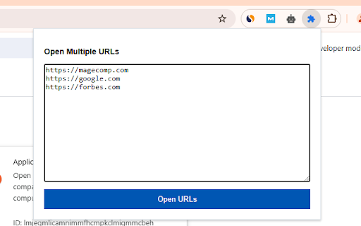Multi URL Opener from Chrome web store to be run with OffiDocs Chromium online Multi URL Opener from Chrome web store to be run with OffiDocs Chromium online