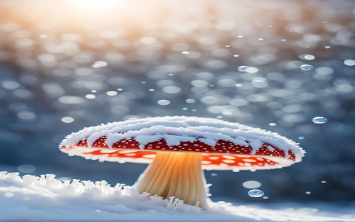 Mushroom in the snow wallpaper  from Chrome web store to be run with OffiDocs Chromium online