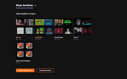 Musi Archiver  from Chrome web store to be run with OffiDocs Chromium online