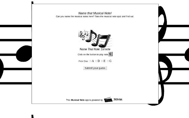 El cuestionario de notas musicales de la tienda web de Chrome se ejecutará con OffiDocs Chromium en línea