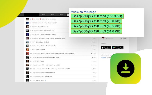 Music downloader  from Chrome web store to be run with OffiDocs Chromium online