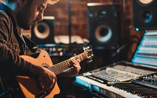 Musician and guitar  from Chrome web store to be run with OffiDocs Chromium online