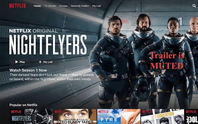Mute Netflix Previews  from Chrome web store to be run with OffiDocs Chromium online
