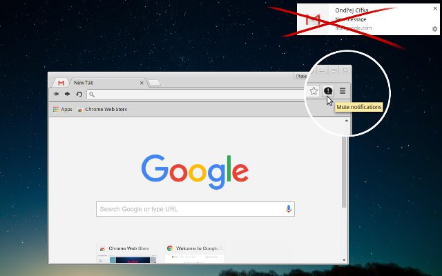 Mute Notifications  from Chrome web store to be run with OffiDocs Chromium online