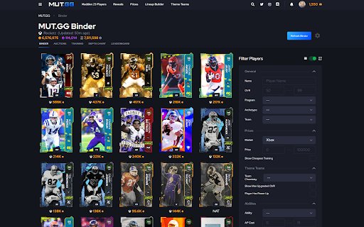 MUT.GG Binder Sync  from Chrome web store to be run with OffiDocs Chromium online