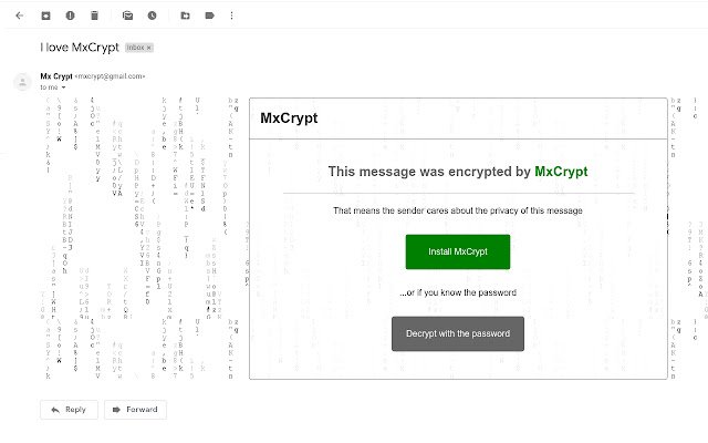 MxCrypt ການເຂົ້າລະຫັດອີເມລ໌ທີ່ງ່າຍ ແລະປອດໄພຈາກຮ້ານຄ້າເວັບ Chrome ເພື່ອດໍາເນີນການກັບ OffiDocs Chromium ອອນໄລນ໌