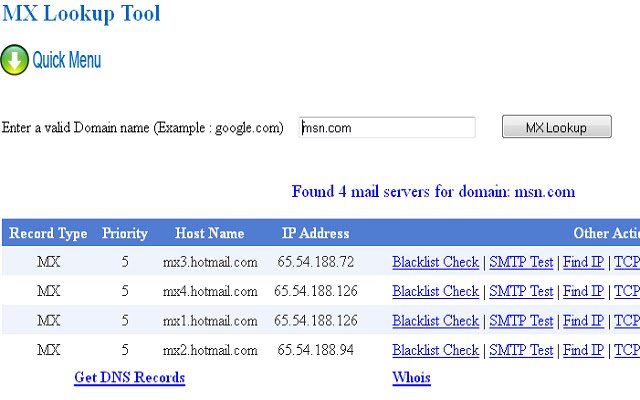 MX Lookup Tool  from Chrome web store to be run with OffiDocs Chromium online