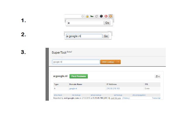 MXtoolbox lookup tool  from Chrome web store to be run with OffiDocs Chromium online