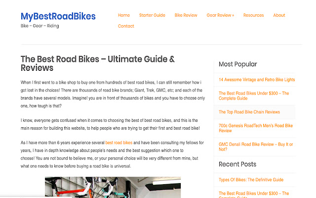 My Best Road Bikes  from Chrome web store to be run with OffiDocs Chromium online