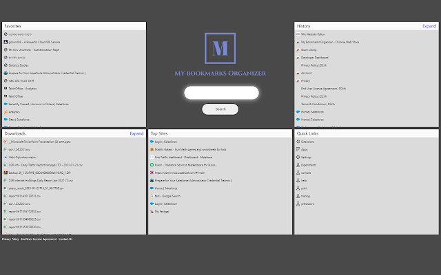 Chrome ウェブストアの My Bookmark Organizer は、OffiDocs Chromium オンラインで実行されます
