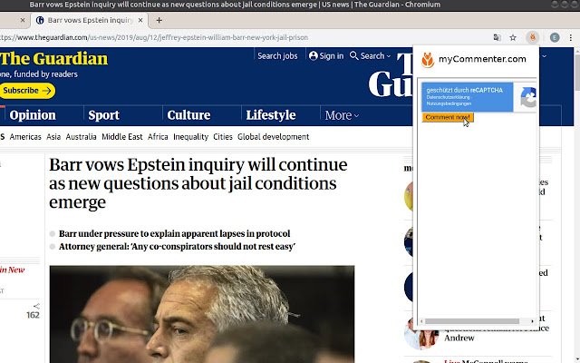 myCommenter.com  from Chrome web store to be run with OffiDocs Chromium online