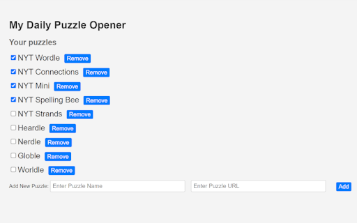 My Daily Puzzle Opener  from Chrome web store to be run with OffiDocs Chromium online