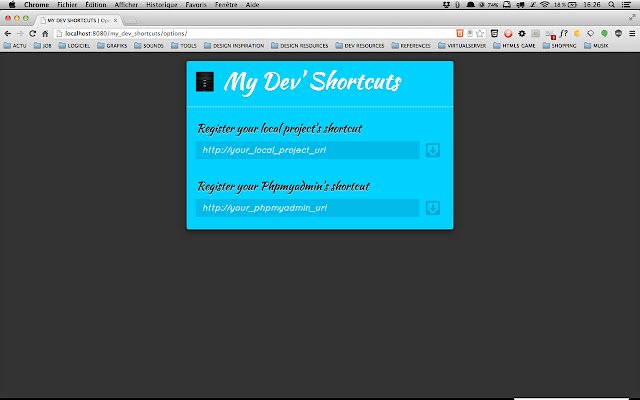 MY DEV SHORTCUTS ຈາກ Chrome web store ທີ່ຈະດໍາເນີນການກັບ OffiDocs Chromium ອອນໄລນ໌