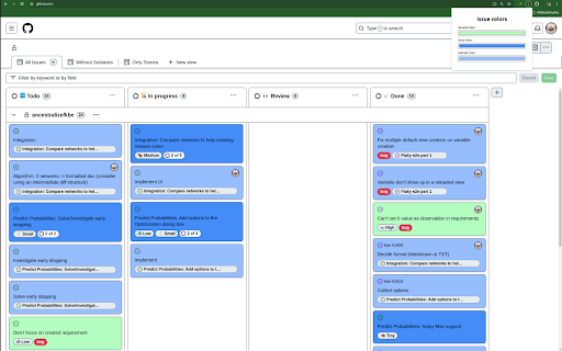 My GitHub Issue Color Customizer  from Chrome web store to be run with OffiDocs Chromium online