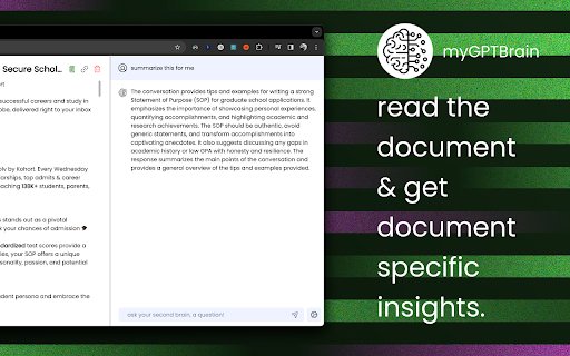 myGPTBrain  from Chrome web store to be run with OffiDocs Chromium online