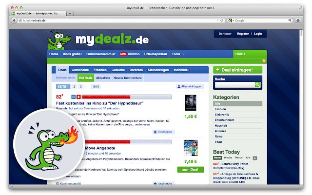 Il mio HUKD.mydealz.de dal Chrome Web Store deve essere eseguito con OffiDocs Chromium online