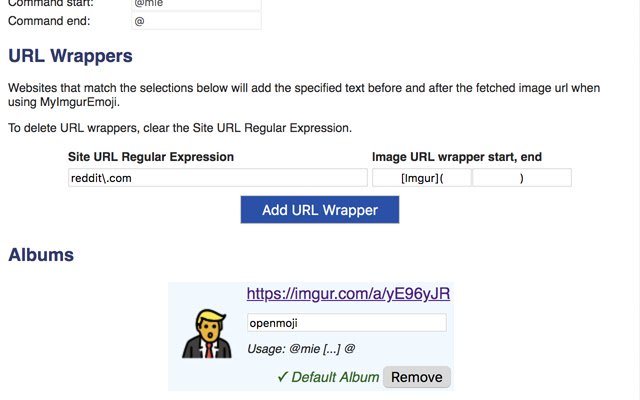 MyImgurEmoji mula sa Chrome web store na tatakbo sa OffiDocs Chromium online