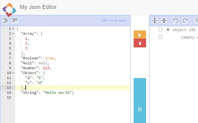 JSON Editor ของฉันจาก Chrome เว็บสโตร์ที่จะเรียกใช้ด้วย OffiDocs Chromium ทางออนไลน์