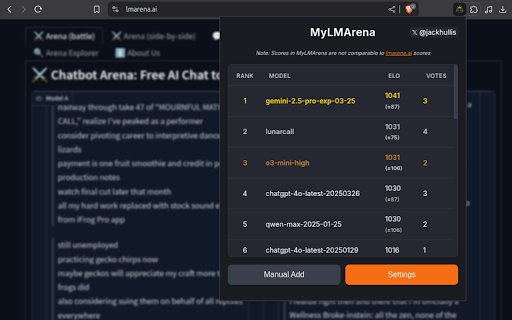 MyLMArena  from Chrome web store to be run with OffiDocs Chromium online