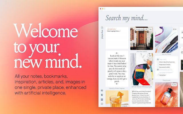 mymind — Een extensie voor uw geest uit de Chrome-webwinkel die online met OffiDocs Chromium kan worden uitgevoerd