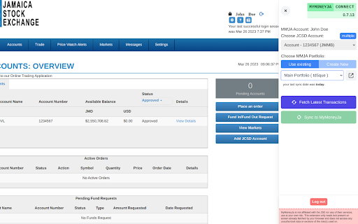MyMoneyJa Connect  from Chrome web store to be run with OffiDocs Chromium online