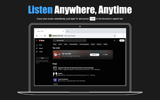 MyMusicFind  from Chrome web store to be run with OffiDocs Chromium online