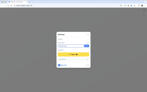 Myne Tab Your New Tab  from Chrome web store to be run with OffiDocs Chromium online