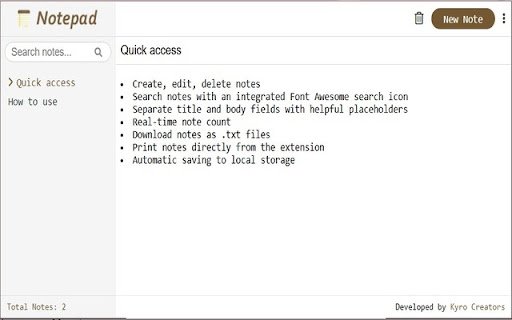 Mynotes Simple  Stylish Notepad Extension  from Chrome web store to be run with OffiDocs Chromium online