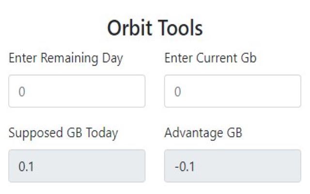 OffiDocs Chromiumオンラインで実行されるChrome WebストアのMyOrbit Quota Calculator