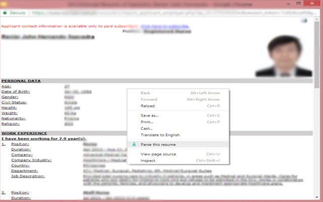 MyRA Resume Parser  from Chrome web store to be run with OffiDocs Chromium online