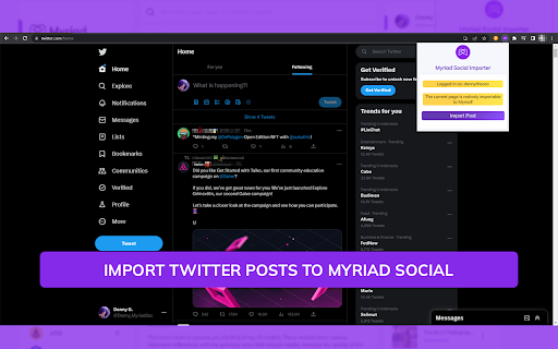 Myriad Extension  from Chrome web store to be run with OffiDocs Chromium online