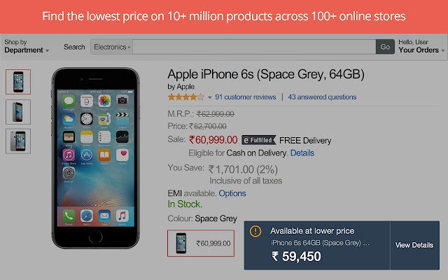 MySmartPrice  from Chrome web store to be run with OffiDocs Chromium online