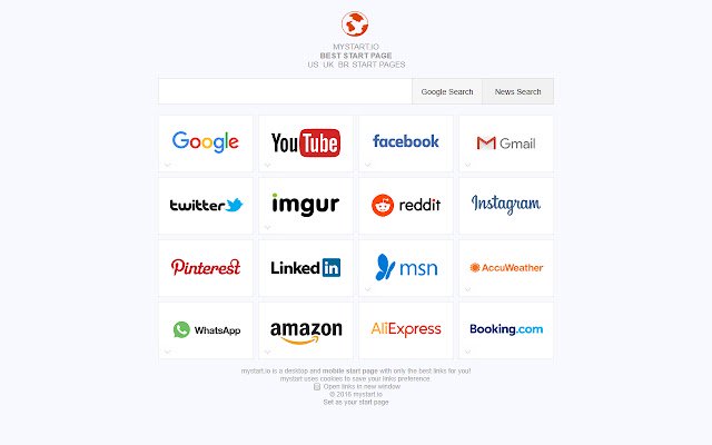Mystart.io  from Chrome web store to be run with OffiDocs Chromium online