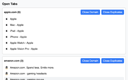 My Tab Manager  from Chrome web store to be run with OffiDocs Chromium online
