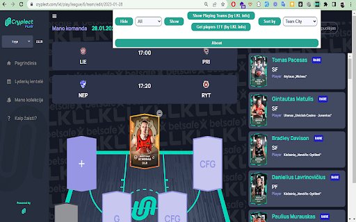 My Team of Cryplect filtering/sorting v0.3 from Chrome web store to be run with OffiDocs Chromium online My Team of Cryplect filtering/sorting v0.3 from Chrome web store to be run with OffiDocs Chromium online