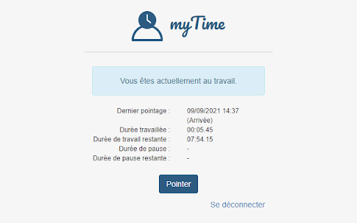 myTime  from Chrome web store to be run with OffiDocs Chromium online