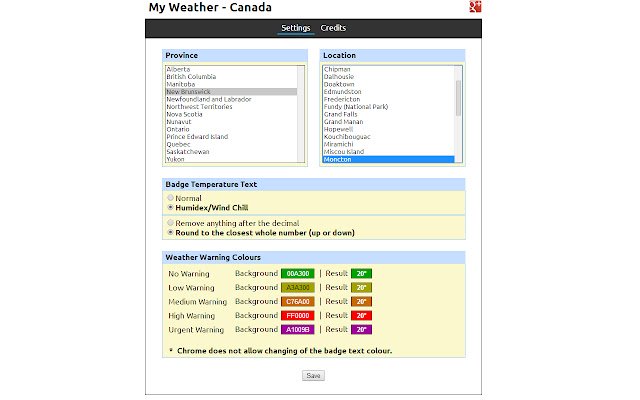My Weather Canada จาก Chrome เว็บสโตร์จะทำงานด้วย OffiDocs Chromium ทางออนไลน์