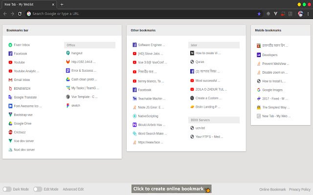 Myweblists Sidebar  from Chrome web store to be run with OffiDocs Chromium online