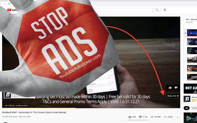 MyYouTubeAdBlocker  from Chrome web store to be run with OffiDocs Chromium online