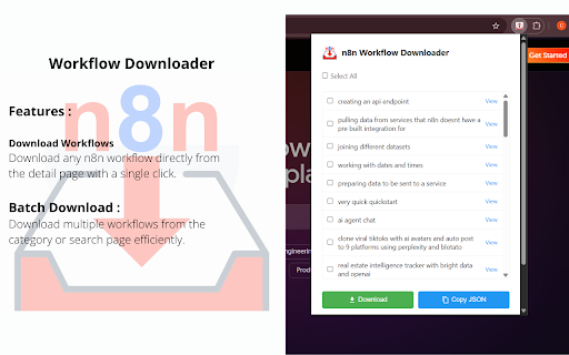 n8n Workflow Downloader  from Chrome web store to be run with OffiDocs Chromium online